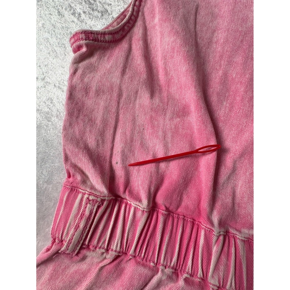 Vibrant MIU Pink Acid Wash Denim Romper Womens M Utility Y2K Barbiecore - Picture 16 of 16